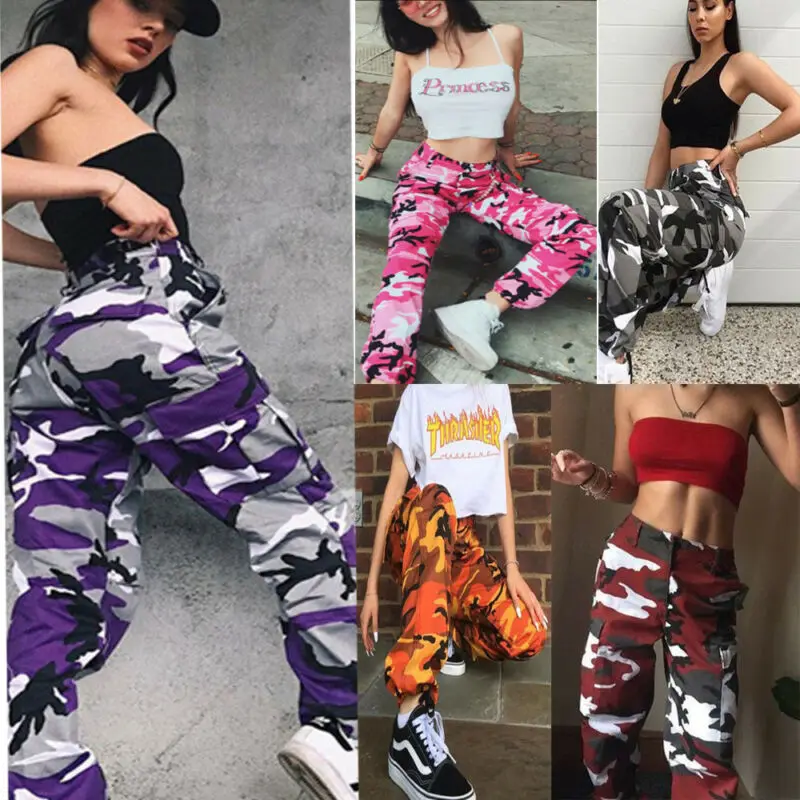 Pantalones largos de camuflaje con bolsillos para mujer, pantalón de combate militar, Capris de alta calidad, Hip Hop, S-3XL