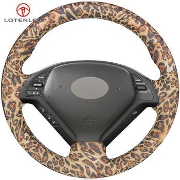 

LQTENLEO Leopard Artificial Leather Steering Wheel Cover For Infiniti G G25 G35 G37 EX EX35 EX30 EX37 Q Q40 Q60 QX50 2014-2018