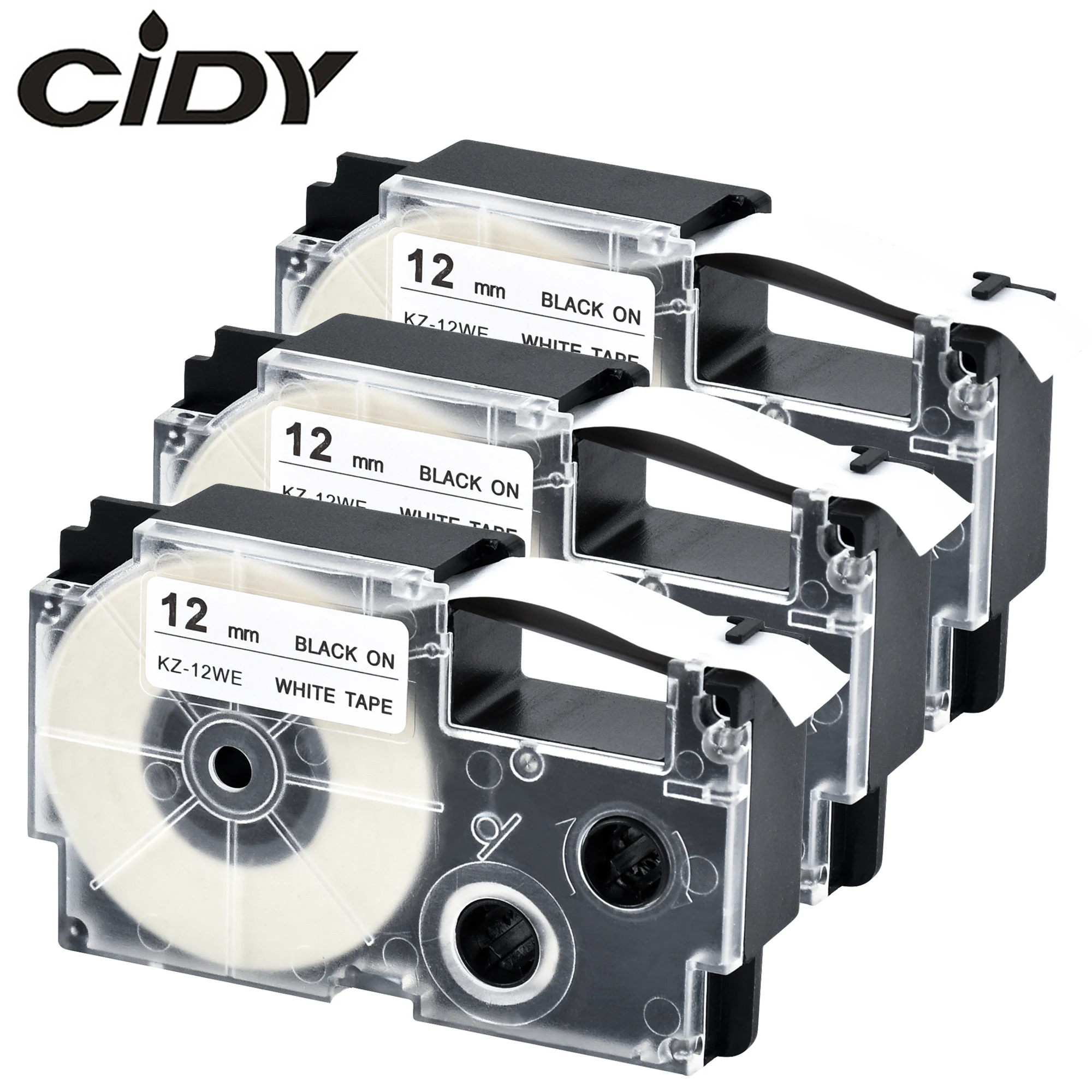 CIDY 3 шт. XR-12WE XR 12WE XR12WE Casio 12 мм черно-белая этикетка на Клейкой Ленте картридж для