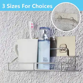 

S/M/L Bathroom Shower Shelf Storage Stainless Steel Non Rust Suction Basket Caddy Tidy Kitchen Wall Strong Adsorption Waterproof