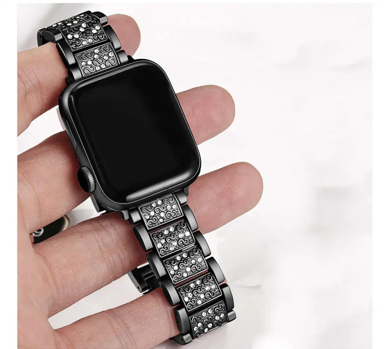 Алмазный ремешок для часов Apple watch 38 мм 40 мм 42 мм 44 мм браслет pulseira из нержавеющей стали для iwatch Apple Watch 5 4 3 2 1