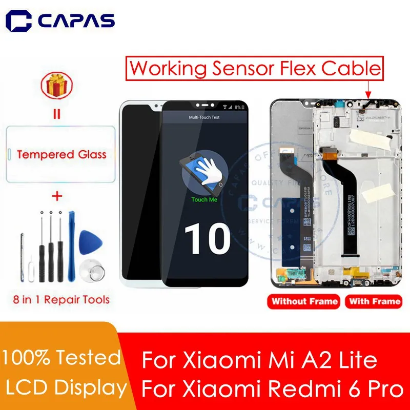 Для Xiaomi mi A2 Lite ЖК-дисплей+ рамка 10 сенсорный экран для Xiao mi Red mi 6 Pro дисплей mi A2 Lite ЖК Запасные части