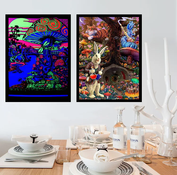

Abstract Blacklight Paintings Art Psychedelic Trippy Poster Prints Modern Wall Canvas Wall Pictures For Living Room Home Decor