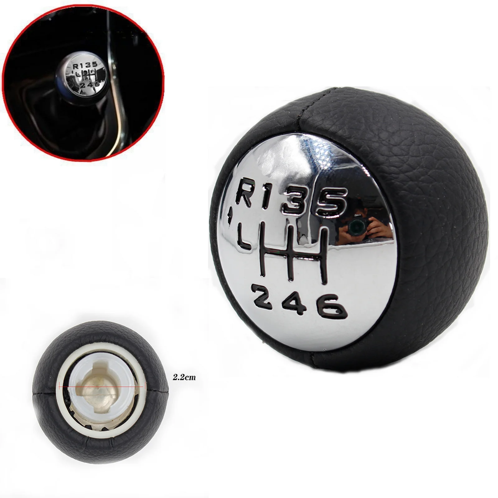 6 Speed Car Gear Stick Shift Knob For Peugeot 307 308 3008 407 5008 807