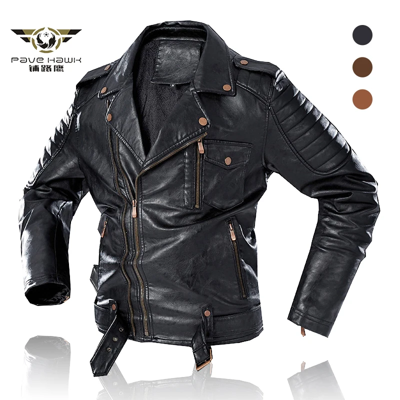 

Men's Fashion Winter Fleece Leather Jacket Thick Warm Coat Motorcycle Leather Jacket Windbreaker Outwear Coats Plus Size 4XL