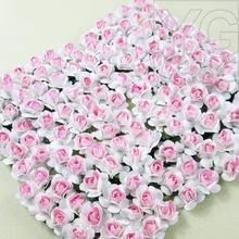 Хорошее качество, двухцветные розовые мини-бумажные цветы, настоящие фото, для шоу тутового дерева, бумажный цветок для волос, венок, скрапбукинг, декор 144/лот