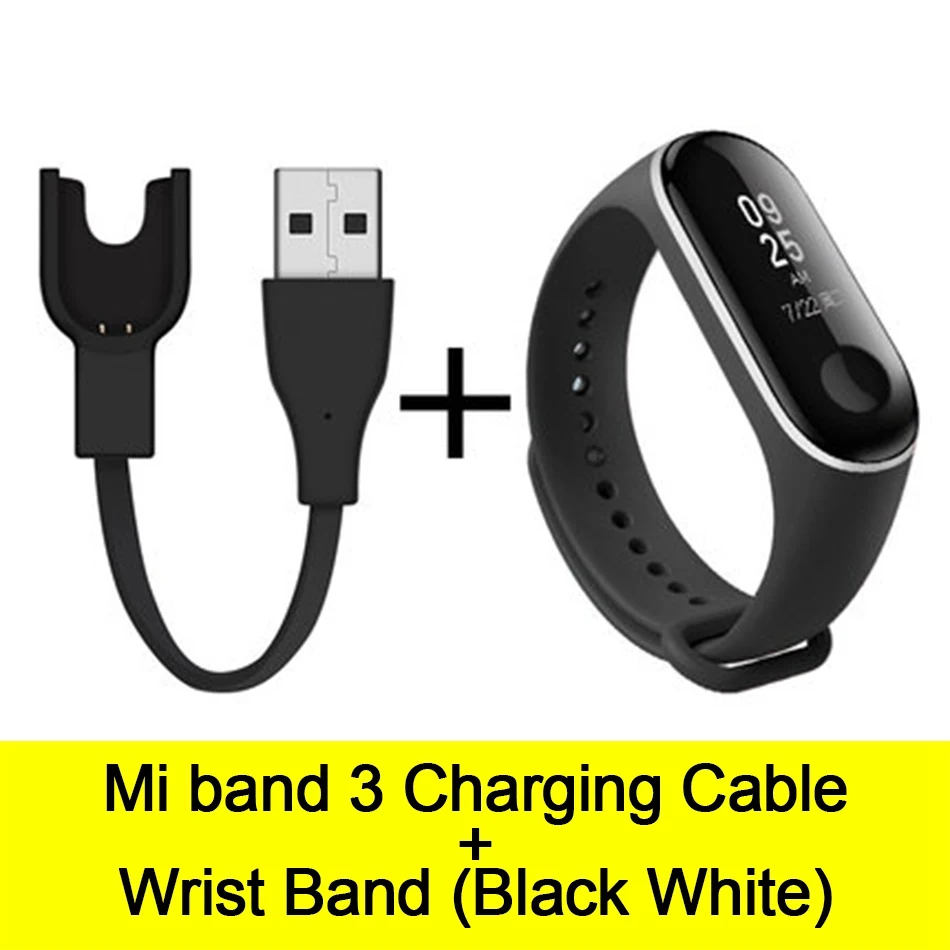 Usb зарядный кабель для mi Band 3 зарядное устройство Шнур замена адаптер для карт памяти для Xiao mi Band 3 зарядный кабель силиконовый браслет - Цвет: Cable-Black White