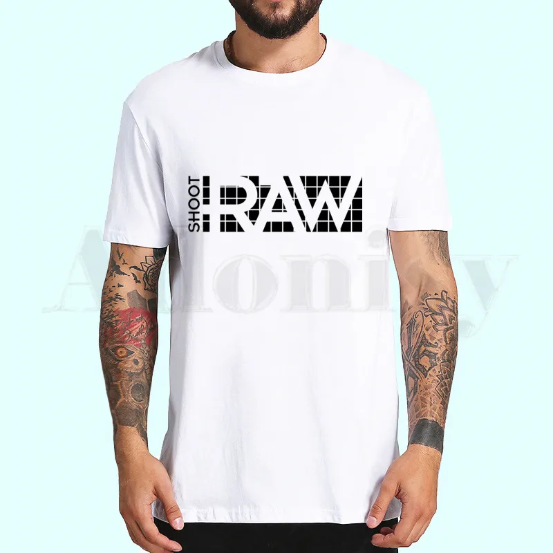 I Shoot RAW Photo Photographer Camera футболки с принтом весенние топы летние для мужчин и женщин