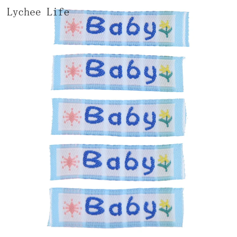 Lychee Life 100 шт./лот смешанные цвета детские печатные моющиеся ткани полиэстер этикетки для одежды этикетки Diy Швейные материалы