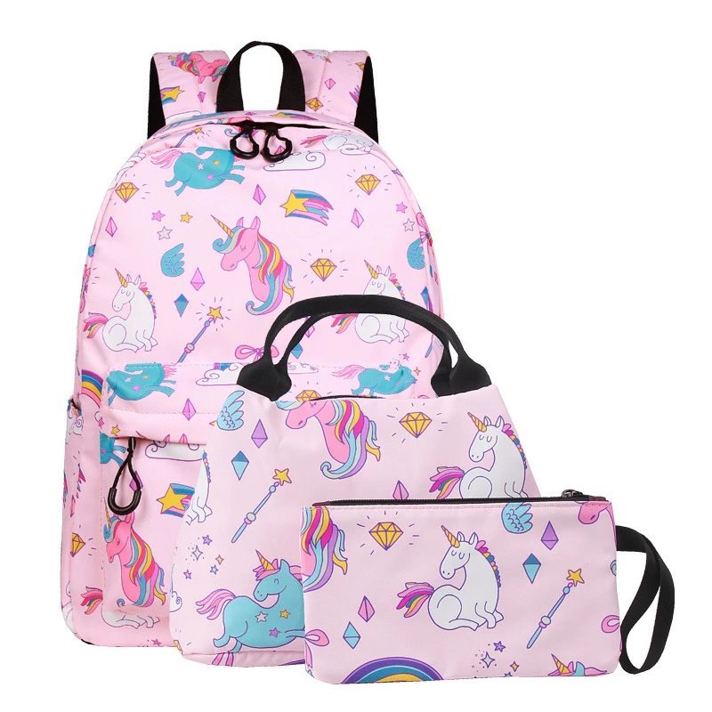 3 unids/set niños mochilas de escuela niñas mochila de moda unicornio de mochila de niños mochila escolar de hombro mochilas|Mochilas escolares| -