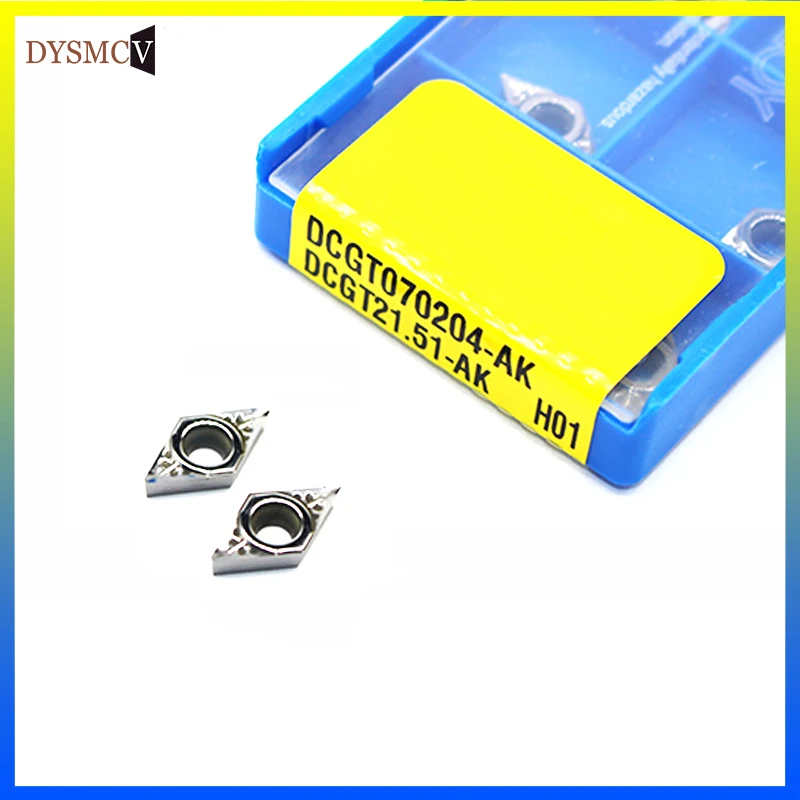 

10pcs DCGT070204 DCGT070208 AK H01 aluminum carbide insert turning internal tool CNC lathe turning inflection for aluminum