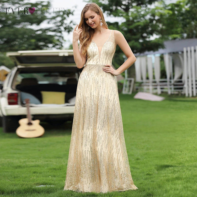 

Prom Dresses 2020 Ever Pretty Long A Line V Neck Sleeveless Formal Elegant Shine Dresses Woman Christmas Party Night EP00593GD