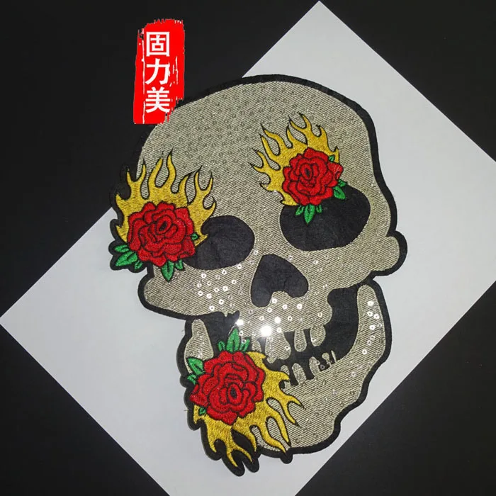 2pc Skull Mexican Sugar Skull Embroidered Patch for Clothing sew on Applique for Jackets Biker Patch Clothes Stickers Badges - Цвет: 2pc