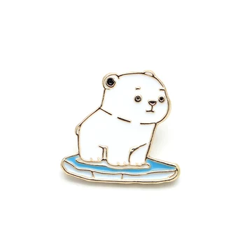 

30pcs/lot Cartoon Animal Polar Bear Brooches Ski Bear Enamel Pin for Kids Lapel Pin Hat/bag Pins Shirt Women Brooch Badge A57