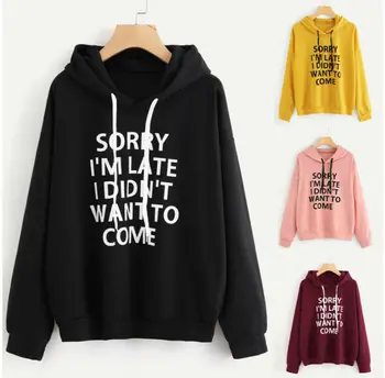 

Ladies Women's Hoodie Sweatshirt Letter Print Long Sleeve Pullover Jumper Tops