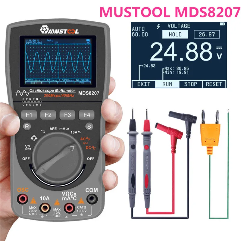 Цифровой Интеллектуальный Ручной осциллограф MUSTOOL MT8205 MT8206 MDS8207 MT108T MT110 2 в 1