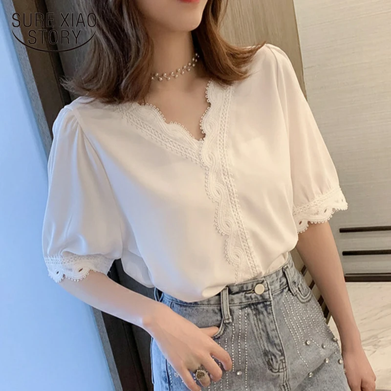 Sunmoot Clearance Sale Fashion Daily V Neck Buttonless Women Shirt,Summer Solid Casual Loose Short Sleeve Blouse Tunic 