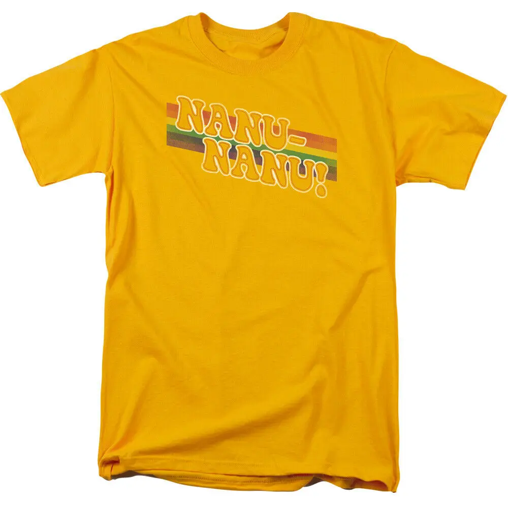 

Mork And Mindy Nanu Rainbow Licensed Adult T-Shirt Cotton Tee Shirt Street Wear Fashion