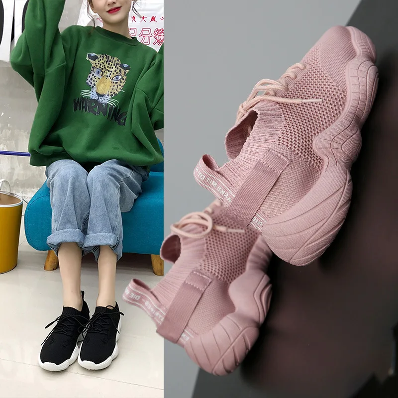 

Socks Shoe Woman Ins Exceed Fire Elastic Force Fly Fabric Sneakers Women Woman Dad Platform Shoes Tide Zapatos De Mujer