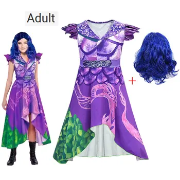 

Descendants 3 Costume For Teen Girl Dress Halloween Carnival Disguise Evie Mal Kid Wig Cosplay Frock Festive Child Up Cloth 5 10