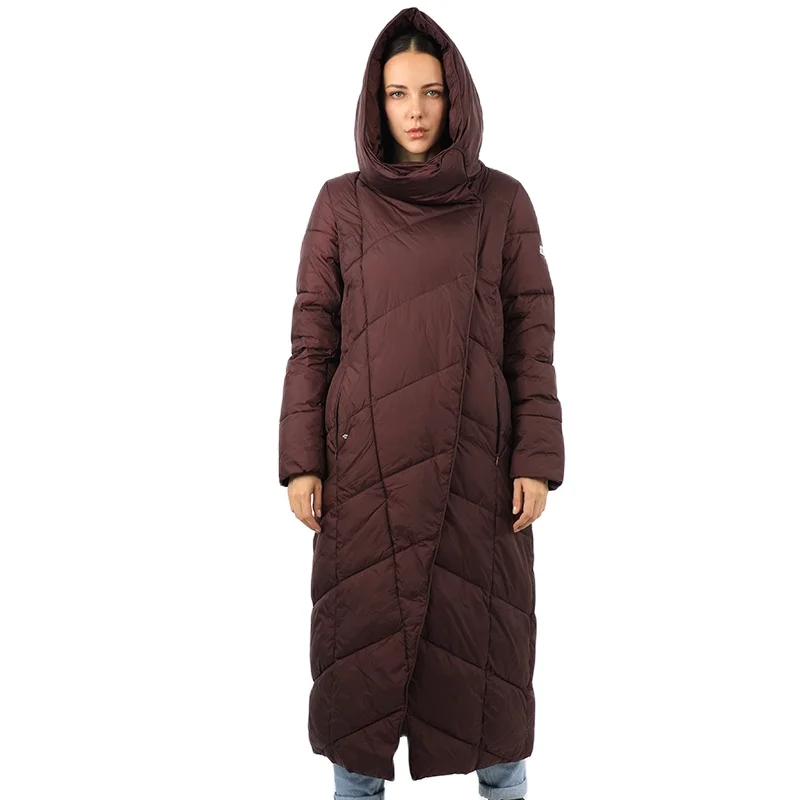 Женский длинный пуховик с капюшоном Теплая стеганая парка батальных размеров новинка 19 2020 120 хлопок|Парки| |