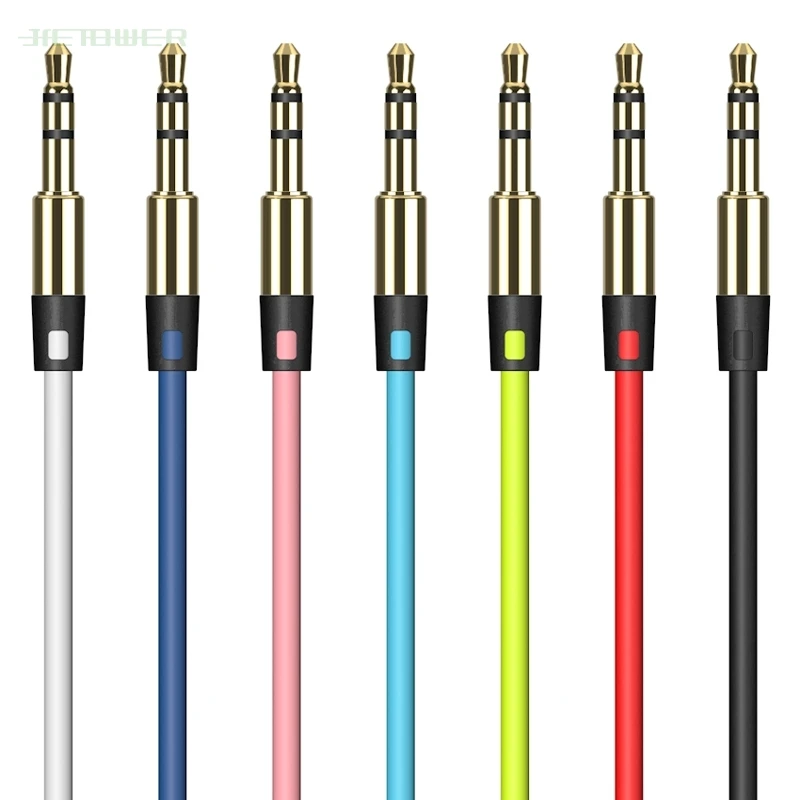 300pcs lot Grinding Metal Audio Cable Jack 3 5mm Color Male To Male Audio Cable Jack for IPhone MP3 4 Headphone Speaker Aux Cord