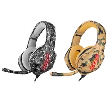 3 5mm Wired Gaming Headphone LED Lighting Camouflage Over Ear Headset with Microphone for Computer PC Gamer for PS4 PC Xbox