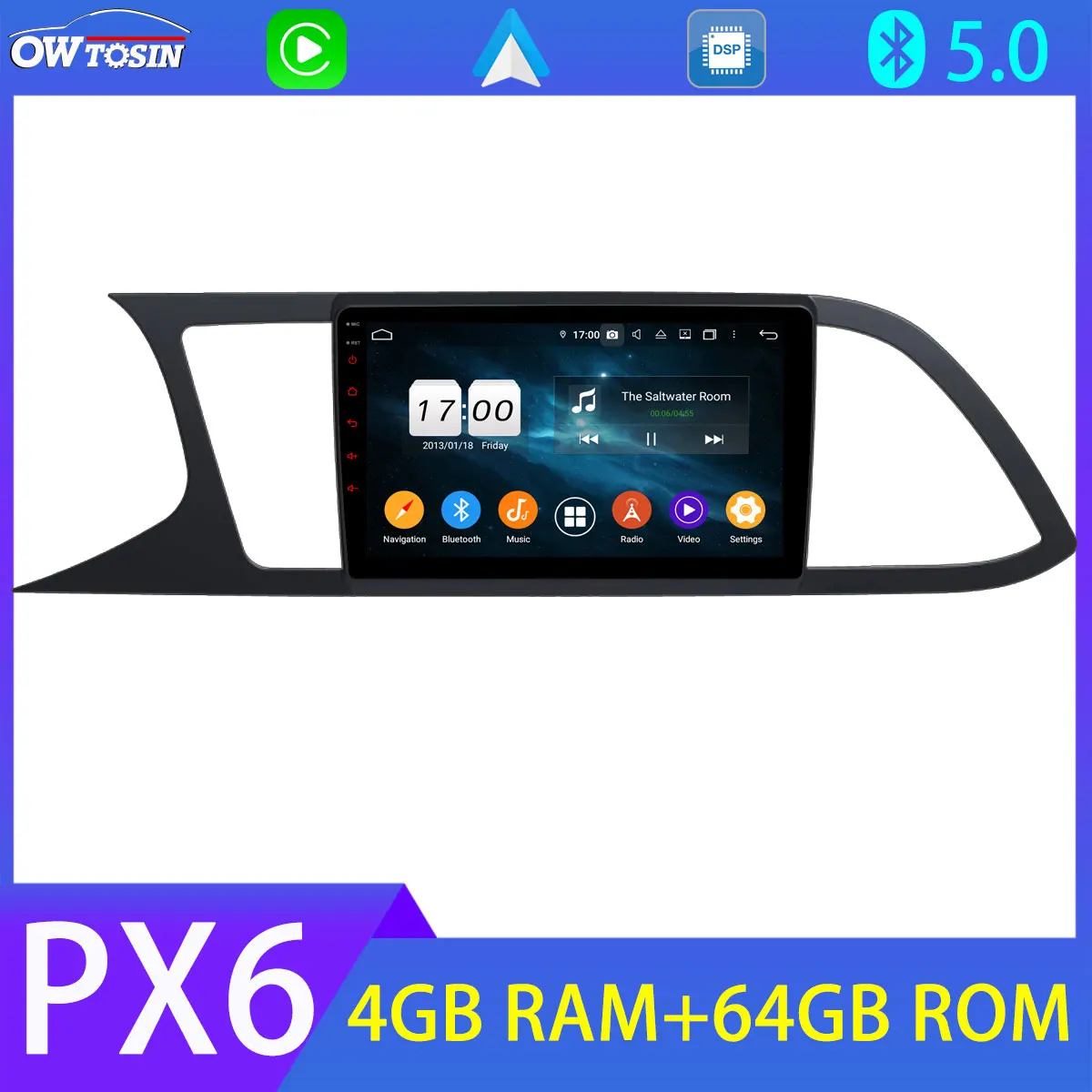 Автомобильный мультимедийный плеер 4G LTE PX6 + 64G для Seat Leon 2013-2018 BT 5 0 Android 10 GPS радио