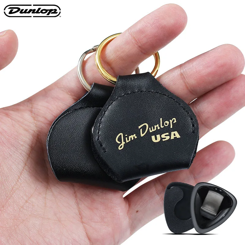 Dunlop Guitar Pick Holder Leather Guitarra Plectrum Case Bag Portachiavi Forma Accessori Per Chitarra Supporti Per Parti Di Chitarra