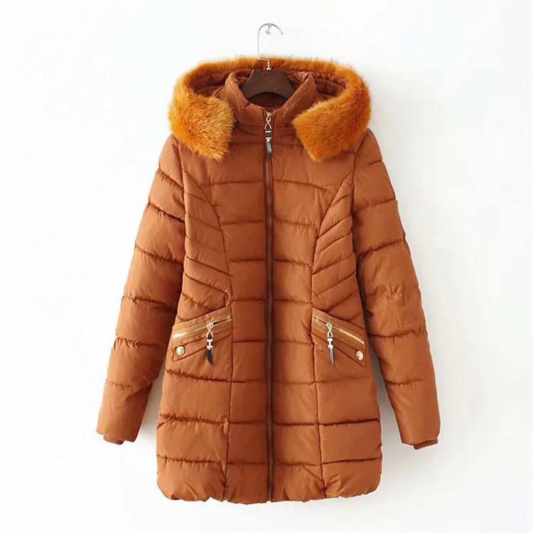 caramel colour Новинка, большие размеры, XL-6XL, зимние парки, женский меховой воротник, пуховик с капюшоном, хлопковая куртка, женская тонкая утепленная куртка с хлопковой подкладкой, G564 - Цвет: caramel colour