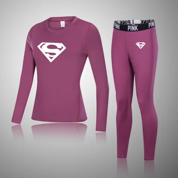 

high quality Superman Women Thermal Underwear Long Tops Pants Warm Set Autumn Winter Ladies Ultra Leggings Sport Girl Leggins
