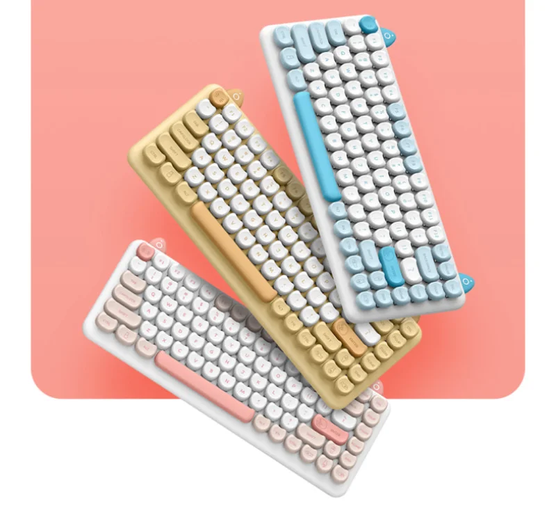 送料無料 3060i マウスセット キーボード かわいい ミニワイヤレス マルチデバイス 猫耳デザイン ガールハート 猫型 混合色