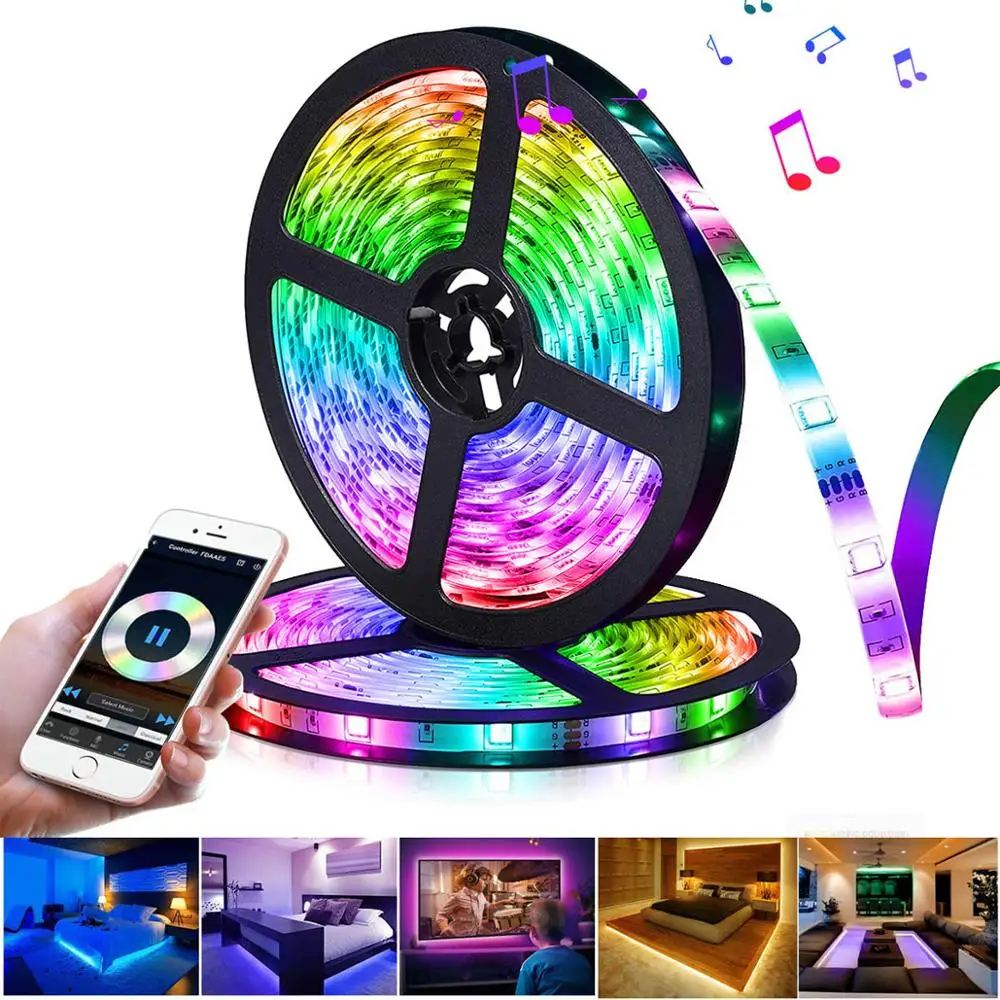 

APP Control LED Strip SMD5050 2835 TV Background Lighting LED Light Music Sync Bluetooth Neon Light Holiday Party Bar Decoration