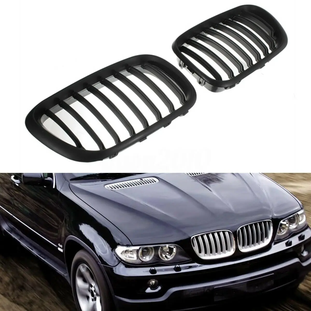 

Car Accessories Black Front Center Grille Racing Grills For BMW X5 E53 1999 2000 2001 2002 2003 Replacement Grill Kidney Hood