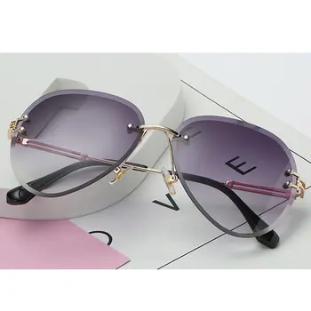 

Rimless Sunglasses Women Gradient Shades Cutting Lens Ladies Frameless Metal Eyeglasses Uv400 Vintage Round