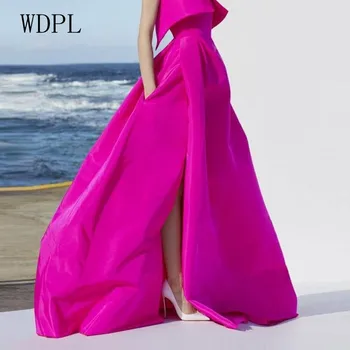 

Chic Evening Dresses For Women Fuchsia Formal Party Dress Off Shoulder robe de soiree Evening Gowns With Tiered Pocket
