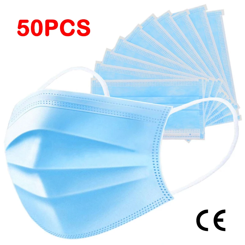 

50pcs Anti-dust Anti-fog Anti Influenza KN95 Face Mask 3-Layer Protective Disposable Mask AliExpress Premium Shipping 15-25 Days