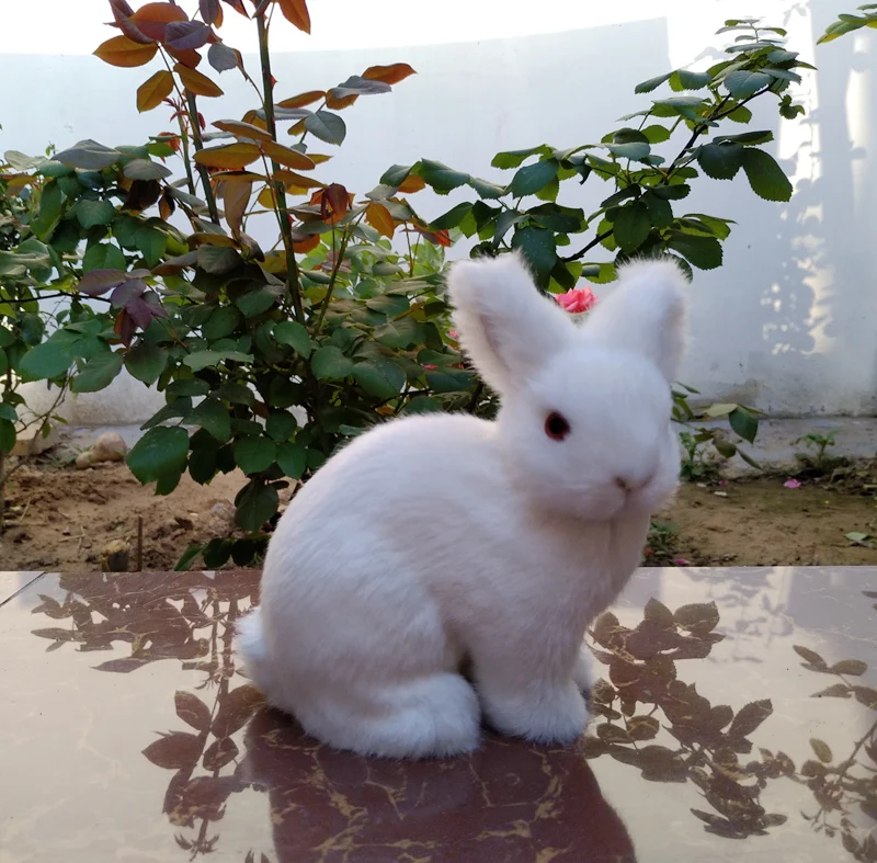 

polyethylene&furs rabbit lifelike toy white rabbit hard model prop home decoration Xmas gift b0125