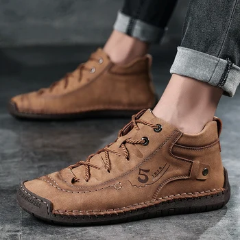 

Men Leather Boots Men's Warm Fur Snow Boots Winter Shoes Split Leather Comfortable Ankle Men Warm Boots Big Size 48