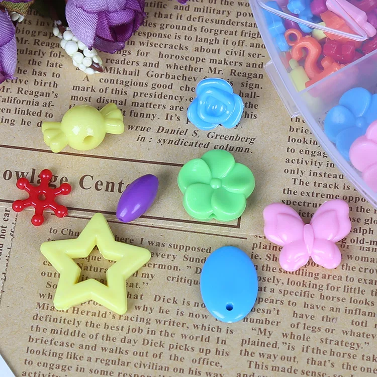 Small 3-Tier Square Box Color DIY Children Beaded Bracelet Set Hand-made Educational Toy Necklace Ornament Accessories