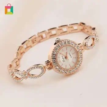 

LVPAI Rhinestone Roman Numeral Bracelet Watch Small Circle Hollow Strap Ladies Watch Ladies Ladies Analog Quartz Watch Glittery