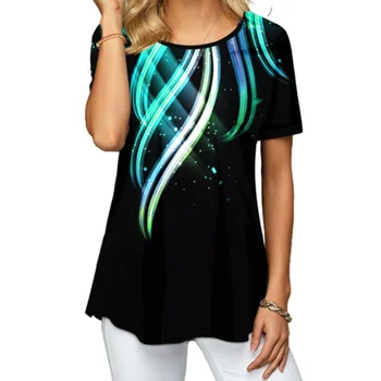 

3D Colorful Print Tshirts Top Women Round Neck Loose Casual Tshirt Short Sleeve 2020 Summer New Tees Big Size 5XL Camiseta Mujer