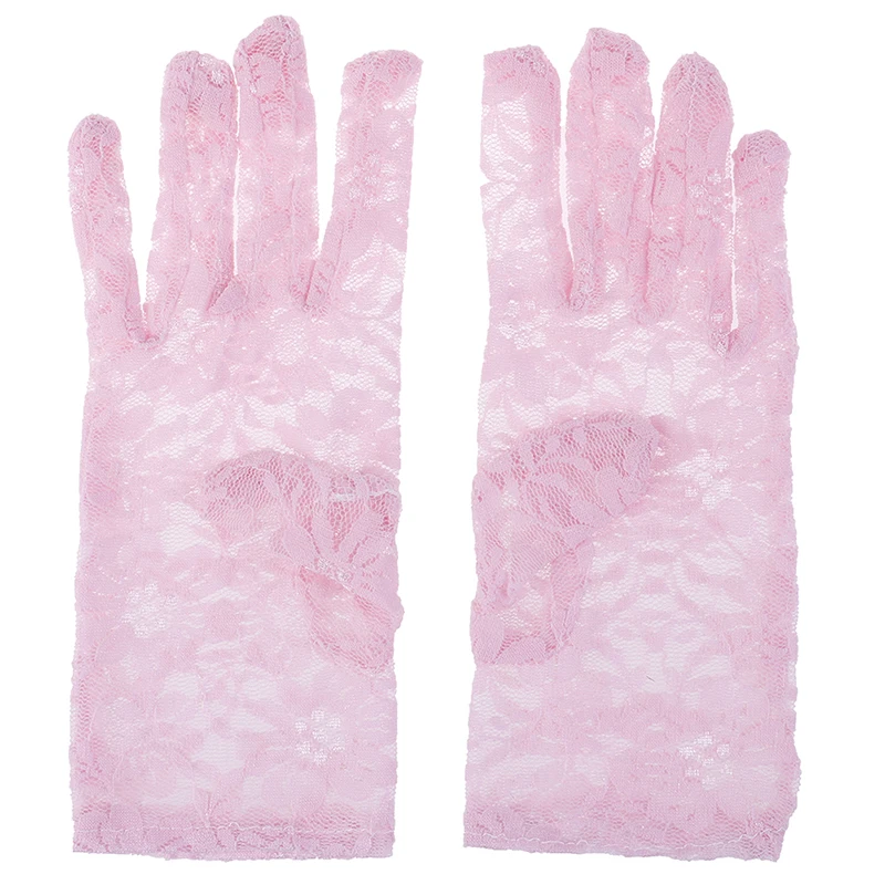 Pink 1 пара Женские сексуальные кружевные перчатки для вождения; сезон весна-лето Для женщин тонкие кружевные перчатки автомобильные женские короткие перчатки с защитой uv - Цвет: Pink
