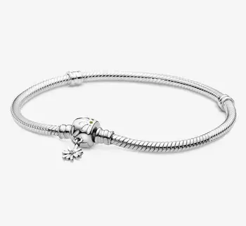 

Original 925 Sterling Silver Moments Daisy Flower Clasp Snake Chain Bracelet Bangle Fit Bead Charm Diy Fashion Jewelry