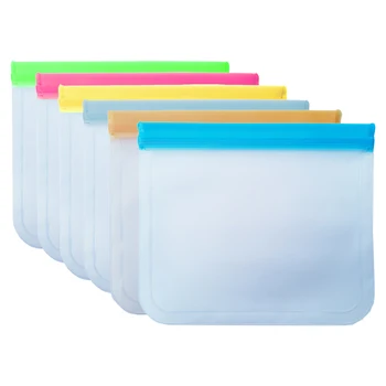 

6pcs Reusable Silicone Food Storage Bags Preservation Freezer Bags Sandwiches, Bread, Bacon, Fish, Meat, Chicken Storage Bag