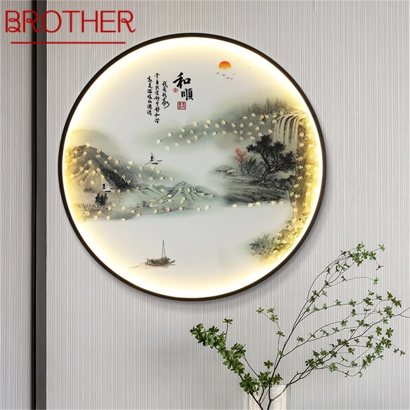 

BROTHER Indoor Wall Lamps Fixtures LED Chinese Style Mural Creative Light Sconces for Home Study Bedroom