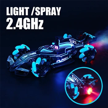 4WD RC Car Toy F1 Stunt Drift Racing Car Kit 2.4G Gesture Remote Control Cars Spray Light Music Toys for Adults Children Kids 2