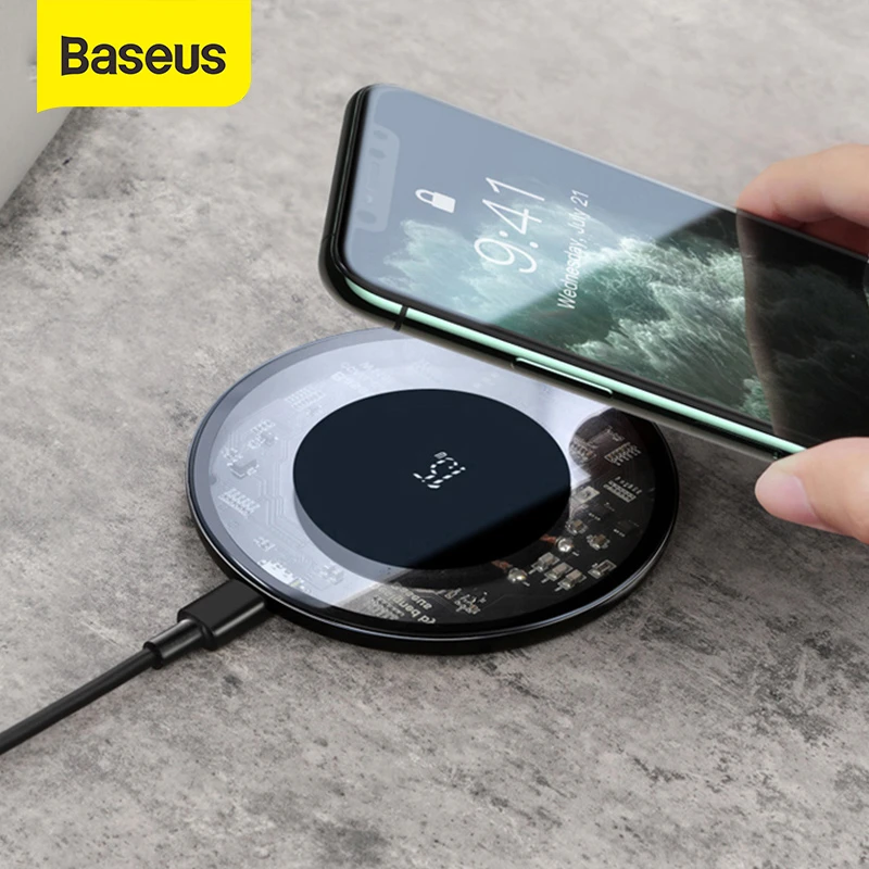 ipad wireless charging Baseus 15W Wireless Charger For iPhone 11 X XS Max XR Airpods Pro Qi Wireless Fast Charging Pad For Samsung S10 S9 S8 Xiaomi charging stand for phone