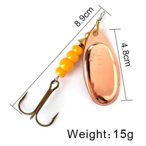 FISH KING Spinner Bait 3.9g 4.6g 7.4g 10.8g 15g Spoon Lures pike Metal With Treble Hooks Arttificial Bass Bait Fishing Lure as photo