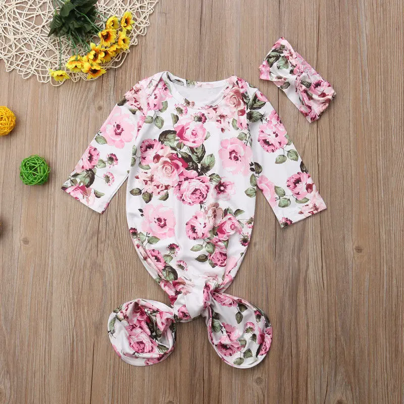 0-6M Newborn Infant Baby Cute Casual Floral Swaddle Wrap Swaddling Blanket Warm Sleeping Sack Bag with Headband - Цвет: C